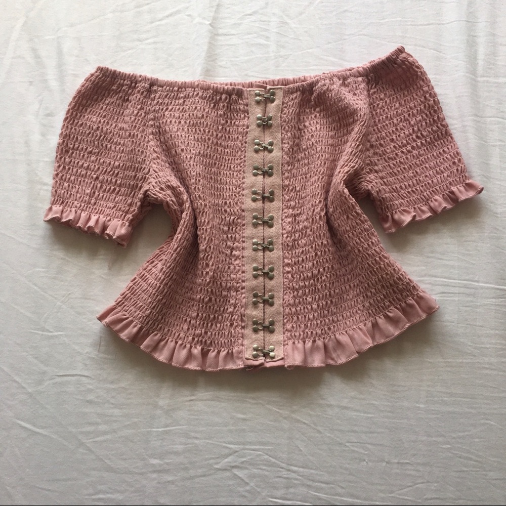 Baby pink over the shoulders top size small